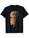 Men's T-Shirt Solidarity Dripping Paint Brown Palette Raised Fist Design