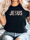Women's T-Shirt Minimalist Typography With Contrasting Letters Centered Jesus