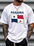 Men's T-Shirt Panama Flag Map Outline With Color Block Divisions Country