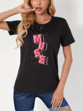Women's T-Shirt Pink Bubble Letters With Overlapping Shadows Muse