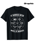 Men's T-Shirt IT Service Desk Joke Chart Wheel Of Answers Graphic T Shirt