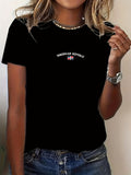 Women's T-Shirt Dominican Republic Flag Graphic Under Simple Bold Letters