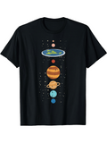 Men's T-Shirt Colorful Planets And Stars Floating In Outer Space Solar System
