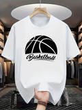 Men's T-Shirt Basketball Modern Black And White Graphic Half Basketball Ball