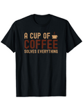 Men's T-Shirt A Cup Of Coffee Warm Text With Steaming Cup Motif Coffee