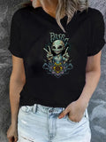 Women's T-Shirt Peaceful Alien Surrounded By Cosmic Orbs And Swirling Mystical Smoke Alien