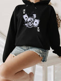 Women's Hoodie Skull Surrounded By Playing Cards And Dramatic Ace Symbols