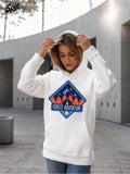 Women's Hoodie Forest Adventure With Blue Geometric Shapes Fiery Orange Mountains And Starry Sky Hoodie