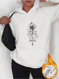 Women's Hoodie Mystical Palm Tree Surrounded By Stars Sun And Crescent Moon