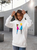 Women's Hoodie Romantic Urban Scene With Colorful Young Couple Standing Together