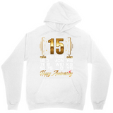 Men's Hoodie Happy Anniversary Golden Lettering Celebration Number Fifteen Hoodie