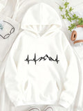 Women's Hoodie Heartbeat Lines Flowing Across Majestic Mountain Peaks Hoodie