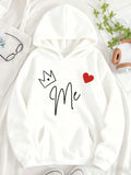 Women's Hoodie Doodle Crown And Heart With Playful Lettering Me