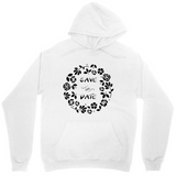 Men's Hoodie Cave Wave Surrounded By Decorative Flowers In Circular Pattern