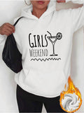 Women's Hoodie Girls Weekend Simple Cocktail Glass And Lemon Slice Hooded Sweatshirt