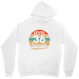 Men's Hoodie Level 36 Completed With Vintage Sunset Stripes Celebrating Birthday