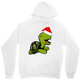 Men's Hoodie Smiling Green Turtle Wearing Festive Red Christmas Santa Hat Turtle