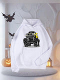 Women's Hoodie Halloween Night With Pumpkins And Spooky Monster Truck