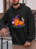 Men's Hoodie Glowing Halloween Lanterns With Purple Candles And Carved Pumpkin