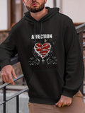 Men's Hoodie Affection Grunge Red Heart With Black And White Hands Broken Heart