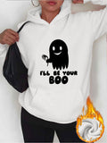 Women's Hoodie Ill Be Your Boo Cute Smiling Ghost With Waving Friendly Hand