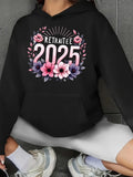 Women's Hoodie Pink And Purple Blossoms With Rays Celebrating White Numbers Hoodie