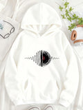 Women's Hoodie Abstract Soundwave Vibration Pattern With Circular Artistic Vinyl Record