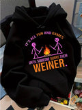 Women's Hoodie Fun And Games By Campfire With Roasting Hotdog Over Flames Hoodie
