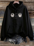 Women's Hoodie Playful Pasture Under Starry Night Featuring Three Sheep