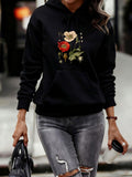 Women's Hoodie Modern Urban Art With Blooming Elegant Rose Flowers Hoodie