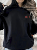 Women's Hoodie Red Directional Arrows On Modern Minimalist Black Hoodie