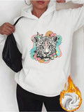 Women's Hoodie Colorful Floral Aura Surrounding A Detailed Fierce Leopard Face