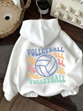Women's Hoodie Colorful Block Lettering And Art Graphic With Large Outlined Ball Volleyball