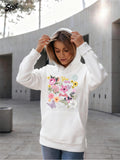 Women's Hoodie Happy Blooming Floral Garden With Butterflies And Gentle Spring Flowers