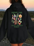 Women's Hoodie Support Your Local Farmers Market Fresh Produce Vegetables With Vibrant Autumn Harvest Vegetables