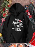 Women's Hoodie My Heart Is That Ice With Hockey Stick And Puck Hoodie