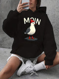 Women's Hoodie Moin Cartoon Seagull Wearing Red Hat With Playful Shoes
