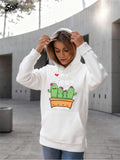 Women's Hoodie My Family Cute Green Cactuses In A Brown Flowerpot With Smiling Faces