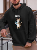 Men's Hoodie DUN Playful Tabby Cat With Fishbowl And Blue Fish