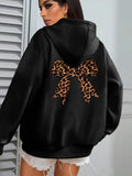 Women's Hoodie Stylish Animal Print With Large Leopard Pattern Bow