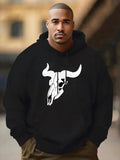 Men's Hoodie Western Rodeo Spirit With Rustic Skull Graphic Bull Head