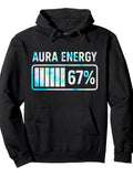 Men's Hoodie Aura Energy Percentage Meter With Blue Gradient Display Hoodie