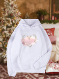 Women's Hoodie Warm Blush Gold Outline Heart With Soft Pastel Glow Design Heart