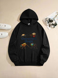 Women's Hoodie Cartoon Fun Insects Dancing On Vibrant Leaves Under Starry Night Beetle
