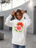 Women's Hoodie Delicate Blossoming Peonies Radiating Grace With Soft Green Leaves Flower
