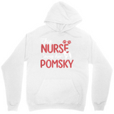 Men's Hoodie Nurse Pomsky With Pink Paw Prints And Playful Bold Letters Hoodie