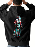 Men's Hoodie Urban Adventurer Cycling With Vivid Motion Blur Biker