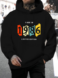 Men's Hoodie Made In 1986 Limited Edition Vibrant Color Blocks Featuring Bold Numbers Hoodie