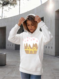Women's Hoodie Playful Pink Sprinkles With Yellow Ribbon On Frosted Cake
