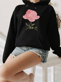 Women's Hoodie Delicate Pink Blossom With Soft Green Leaves On Elegant Flower